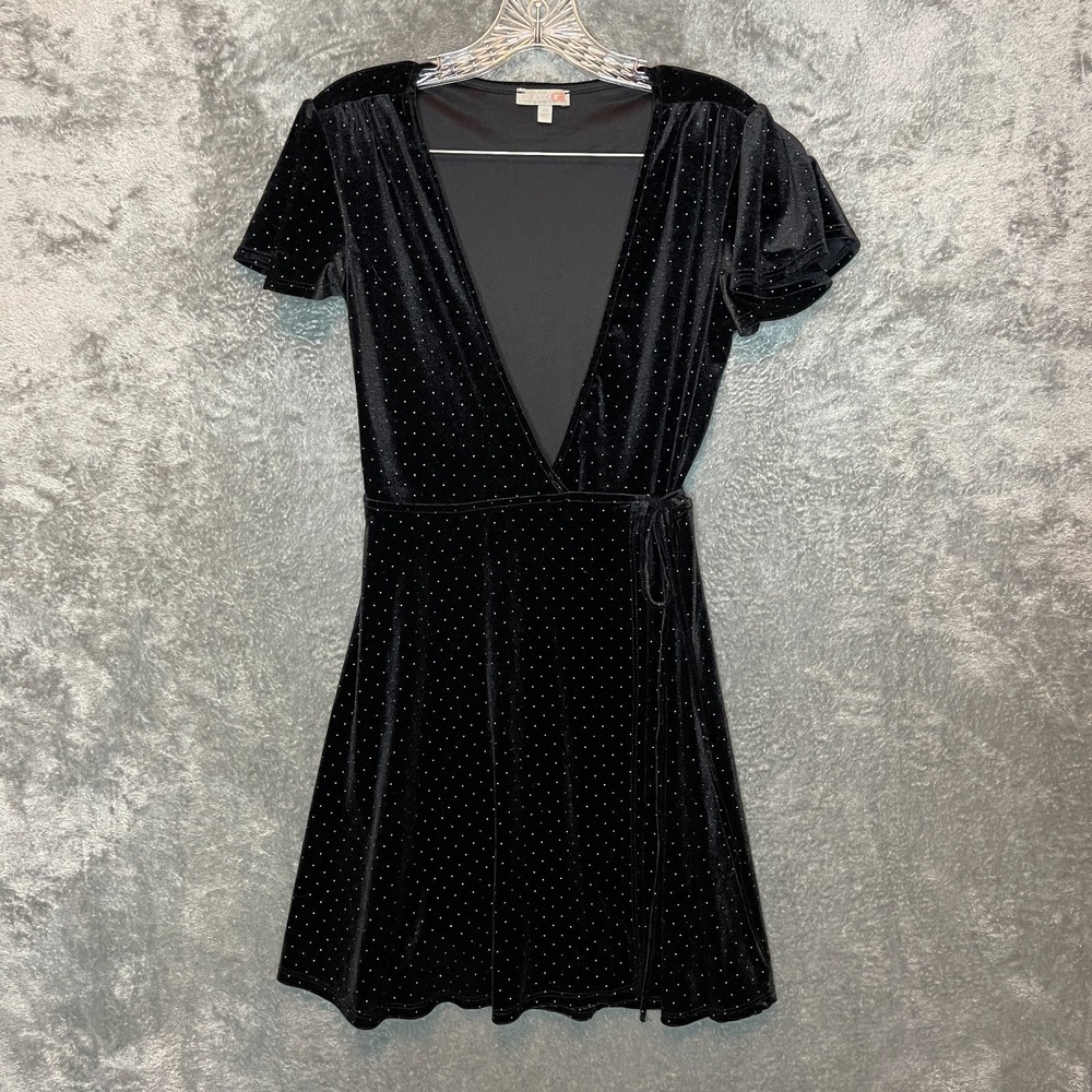 Gianni Bini Women Wrap Dress XS Velvet Glam Party Festive Romantic